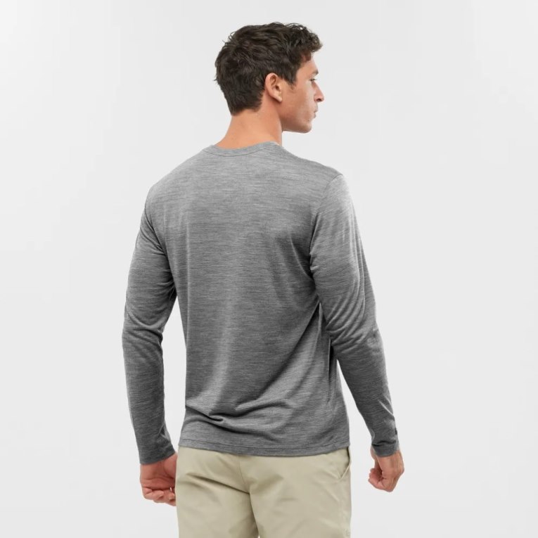 Grey Salomon Outlife Merino Blend Long Sleeve Men's T-Shirts | PH 12897H